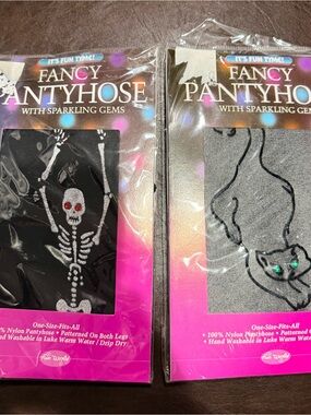 Fancy Pantyhose Women’s Black & Gray Halloween Tights with Sparkling Gems